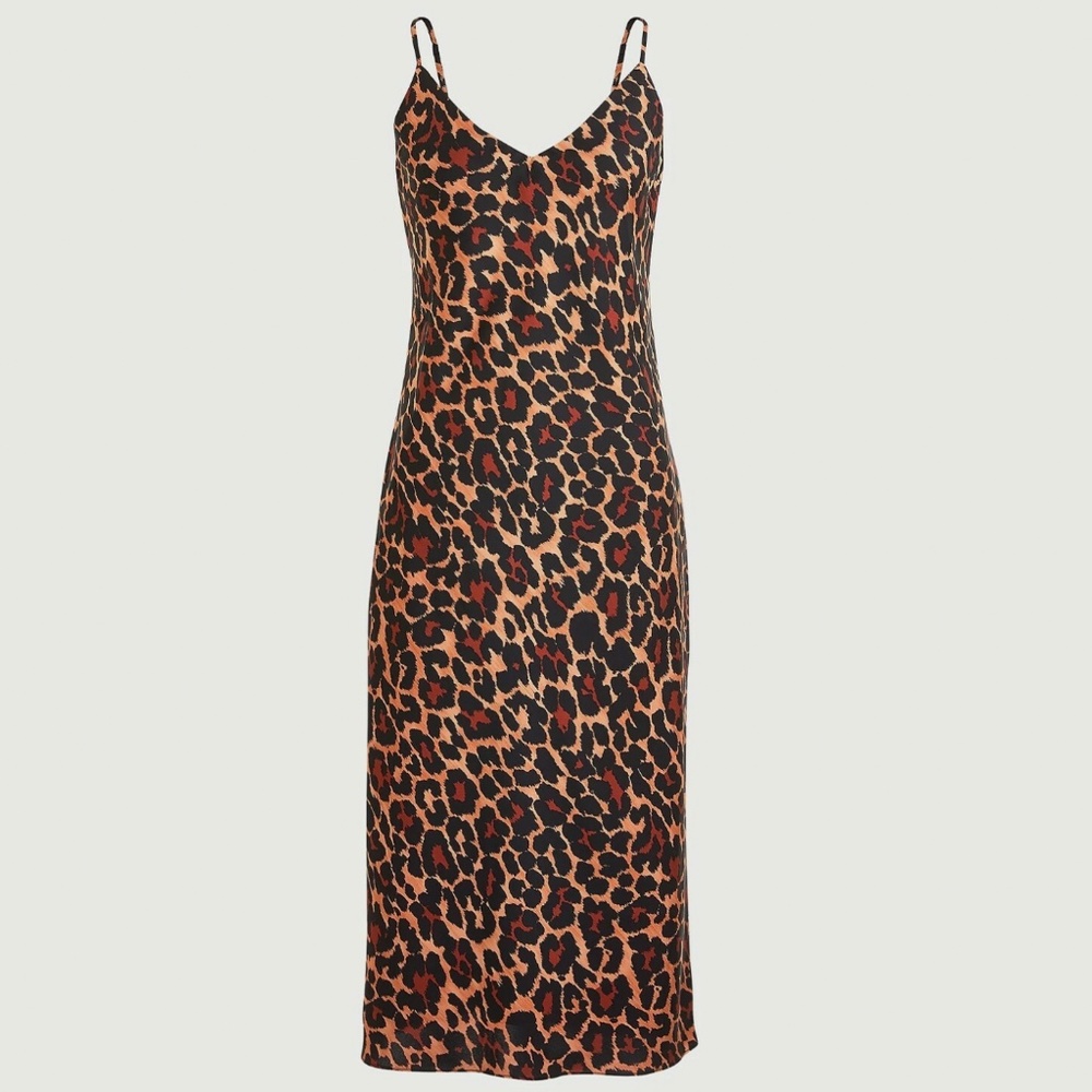 J. Crew Darla Bias Cut Slip Dress in Leopard Brown Size 6 NEW NWT MSRP $128